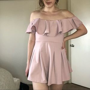 Pink Off the Shoulder Romper — M
